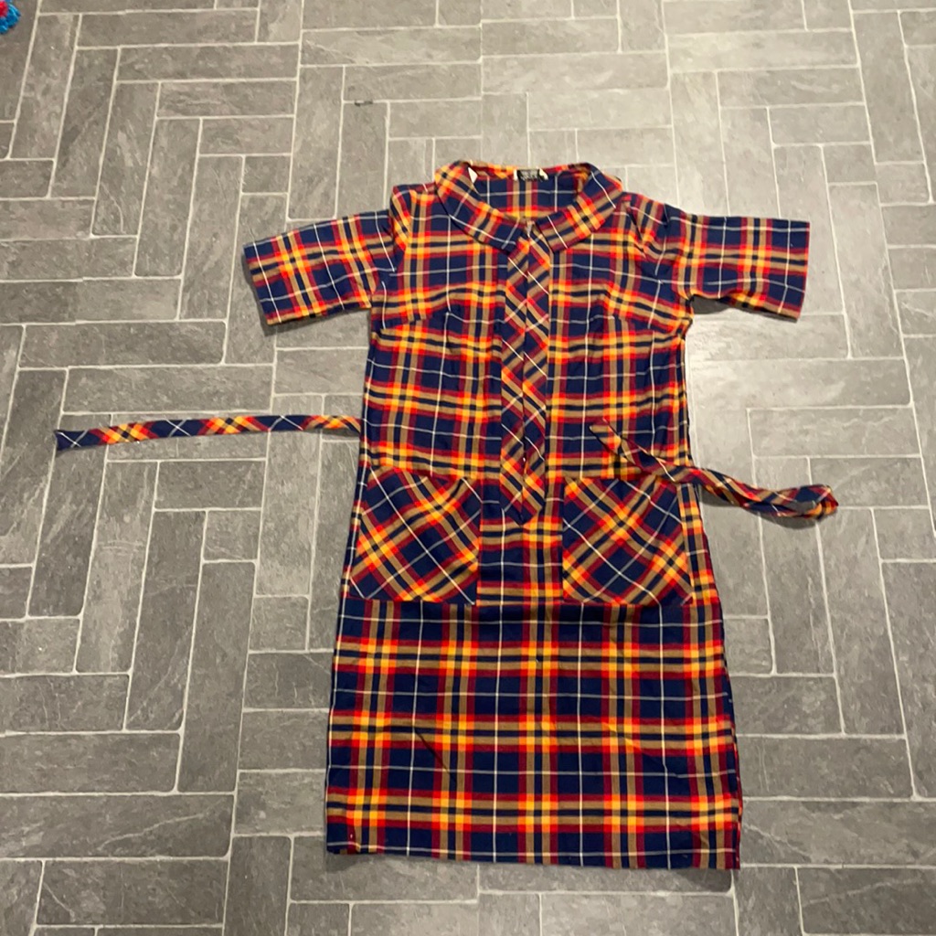 Vintage Plaid Zip Dress W Belt 363636